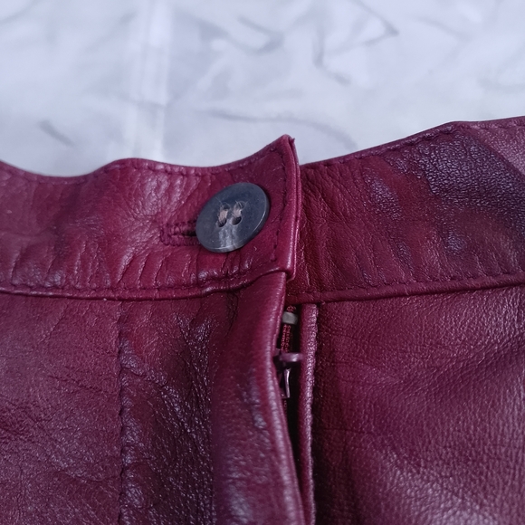 Vintage 90s NANCY HELLER Burgundy Leather Pants - Picture 7 of 14